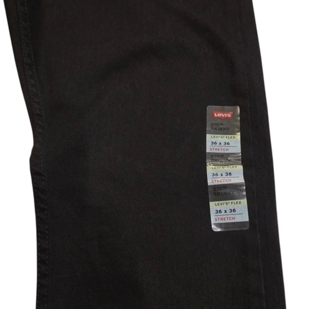 Levis Mens 510 Skinny Jeans Black Flex Stretch Performance 36x36